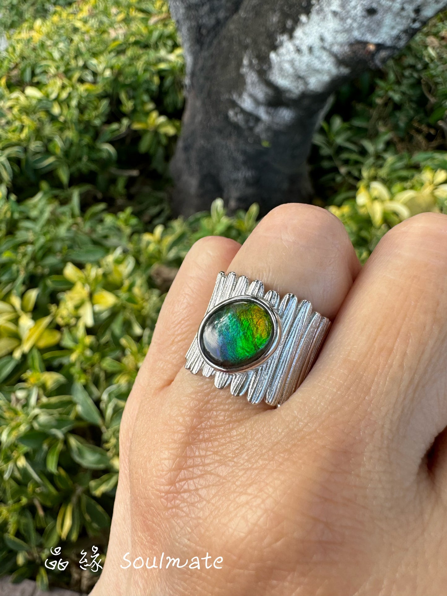 斑彩石戒指 19mm (石9x11mm)