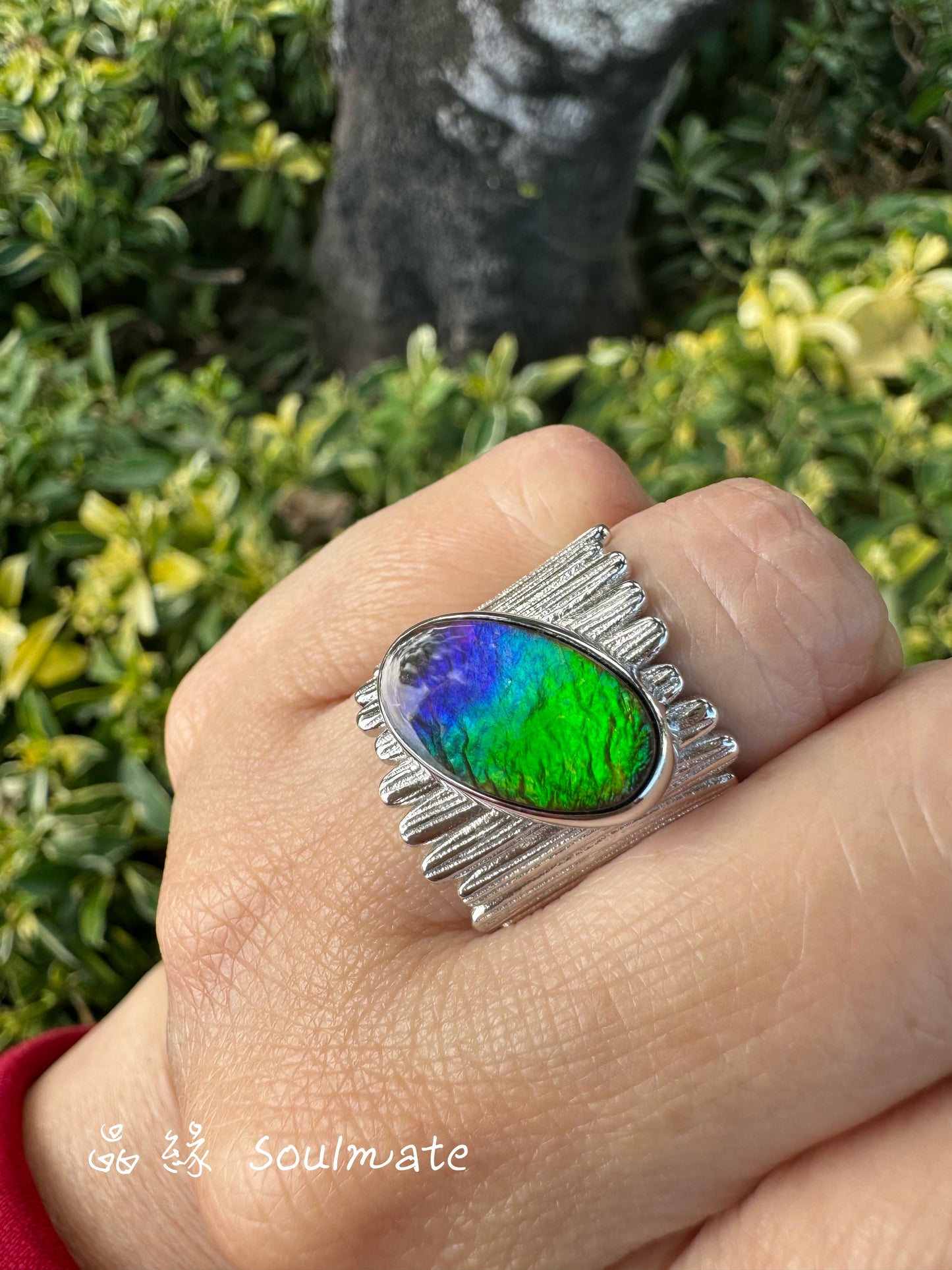 斑彩石戒指 19mm (石9x16mm)