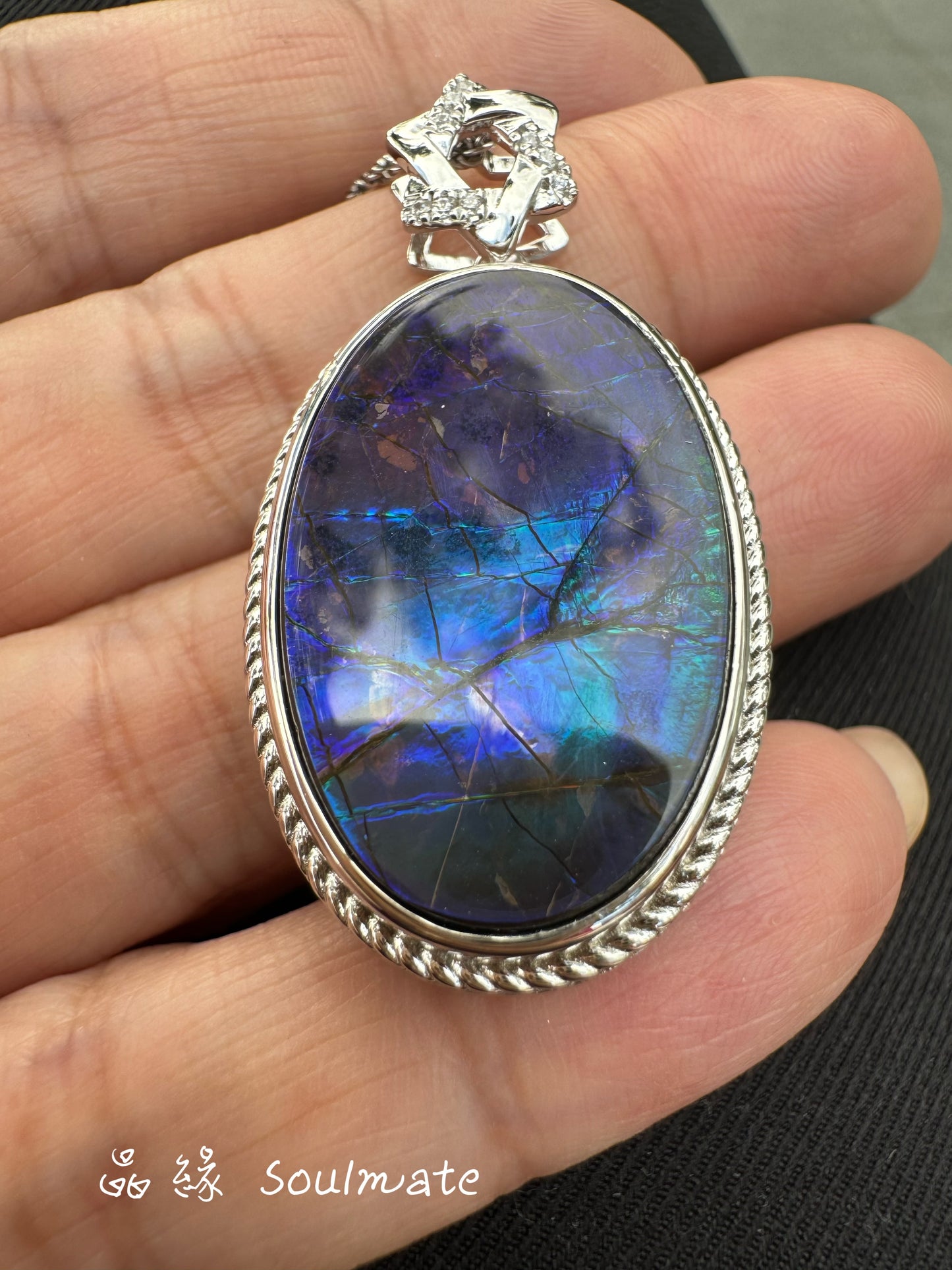 斑彩石吊墜 21x31mm (石17x27mm)