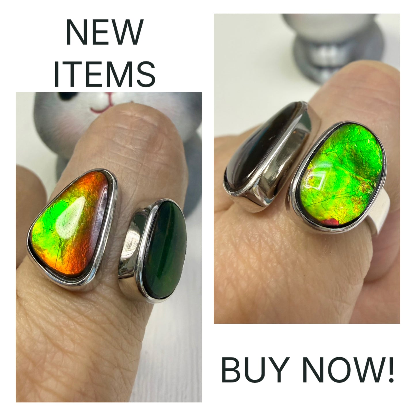 斑彩石戒指 10x14mm, 8x12mm