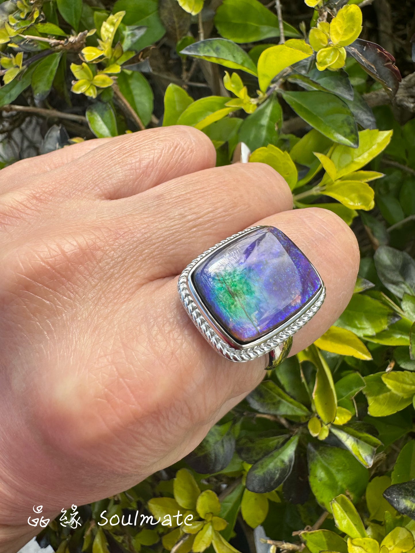 斑彩石戒指 17x20mm (石13x16mm)