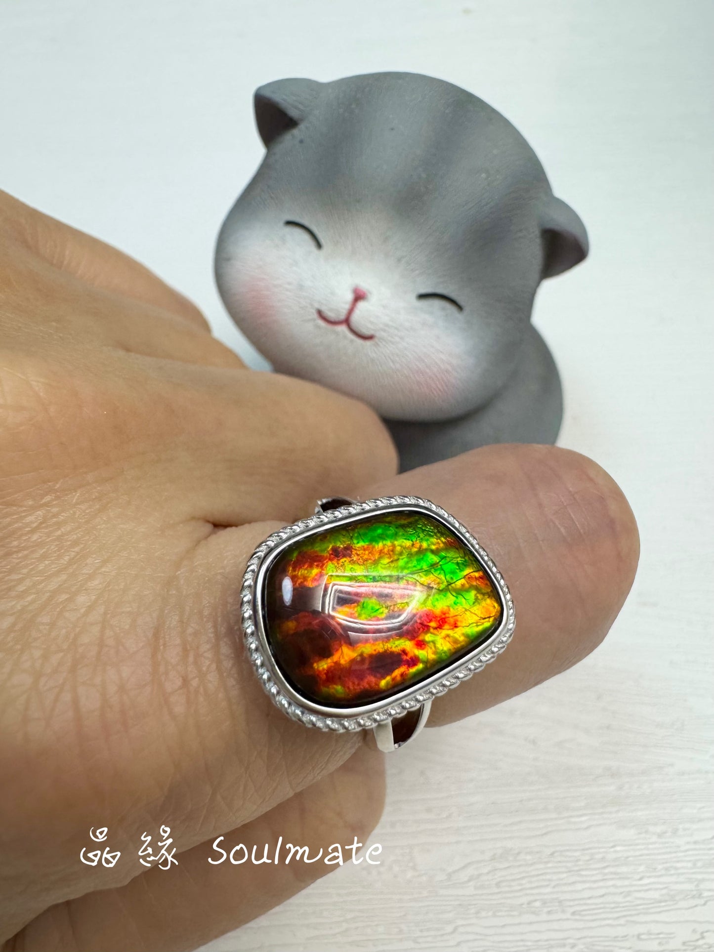 斑彩石戒指 14x18mm (石11x15mm)