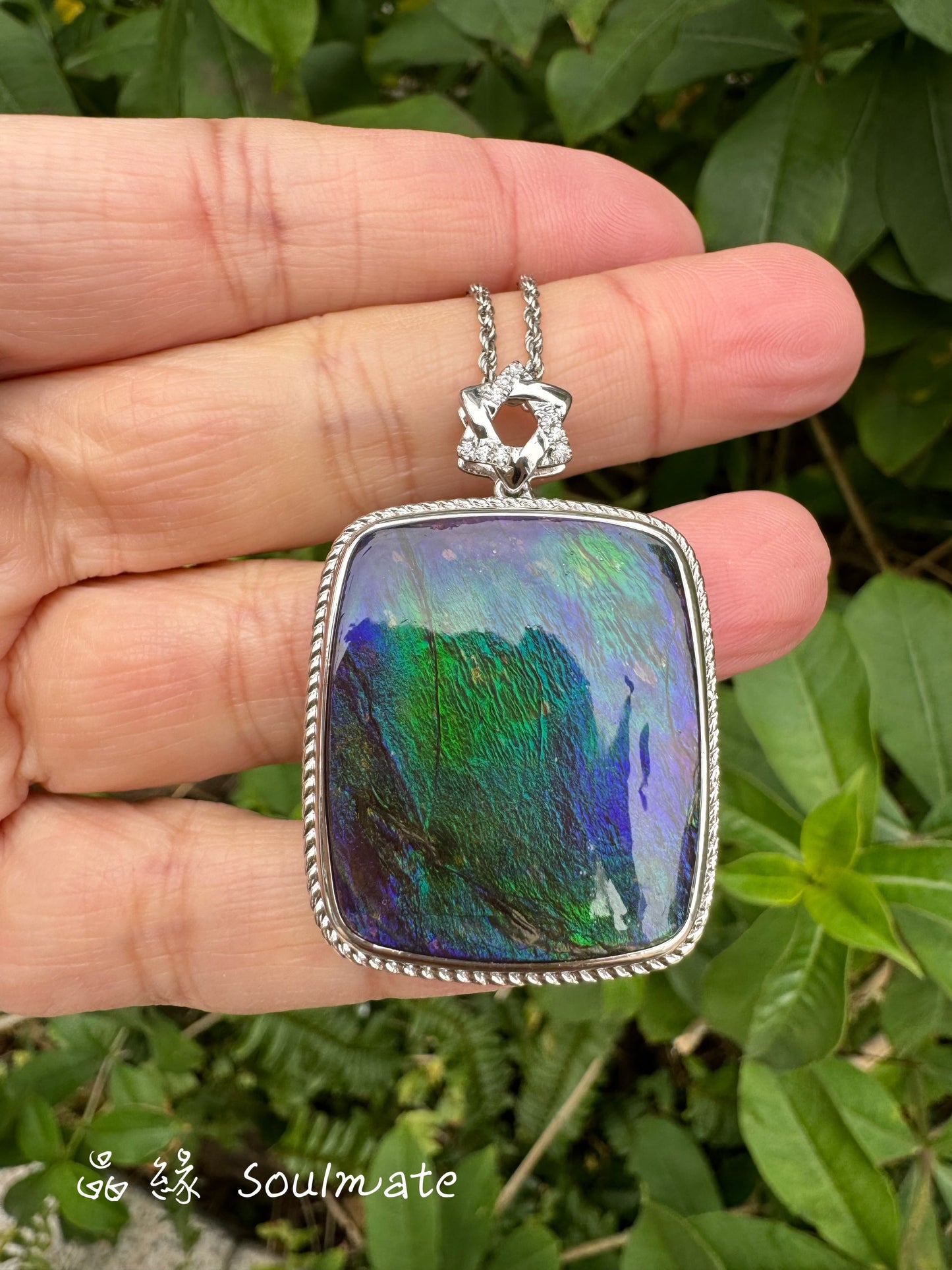 斑彩石吊墜 28x32mm (石24x28mm)