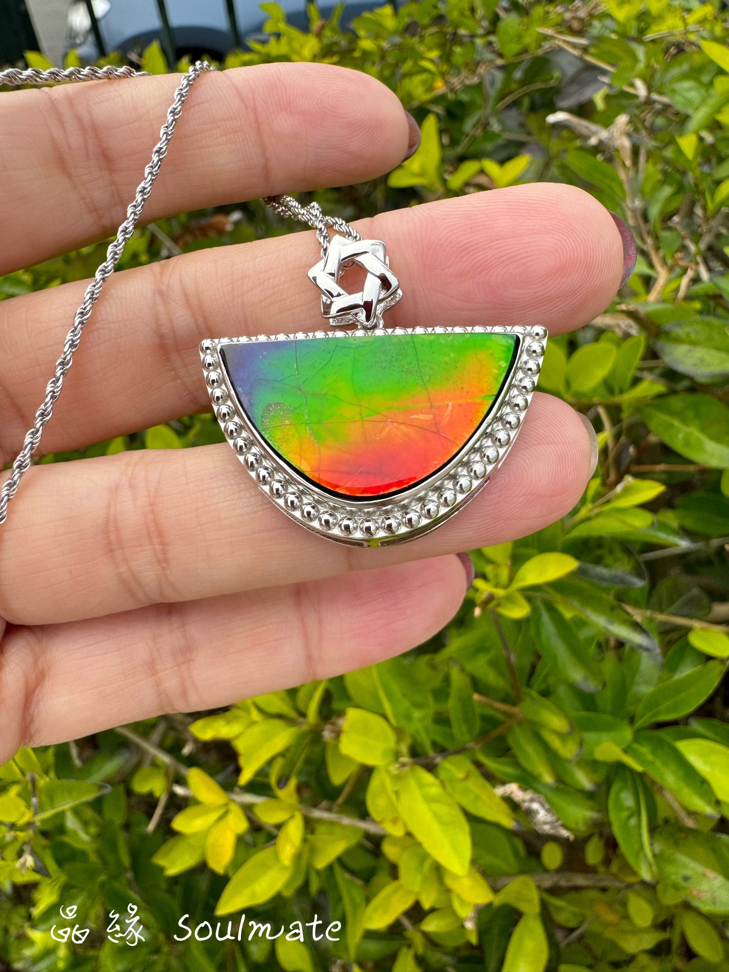 斑彩石吊墜 21x34mm (石17x29mm)