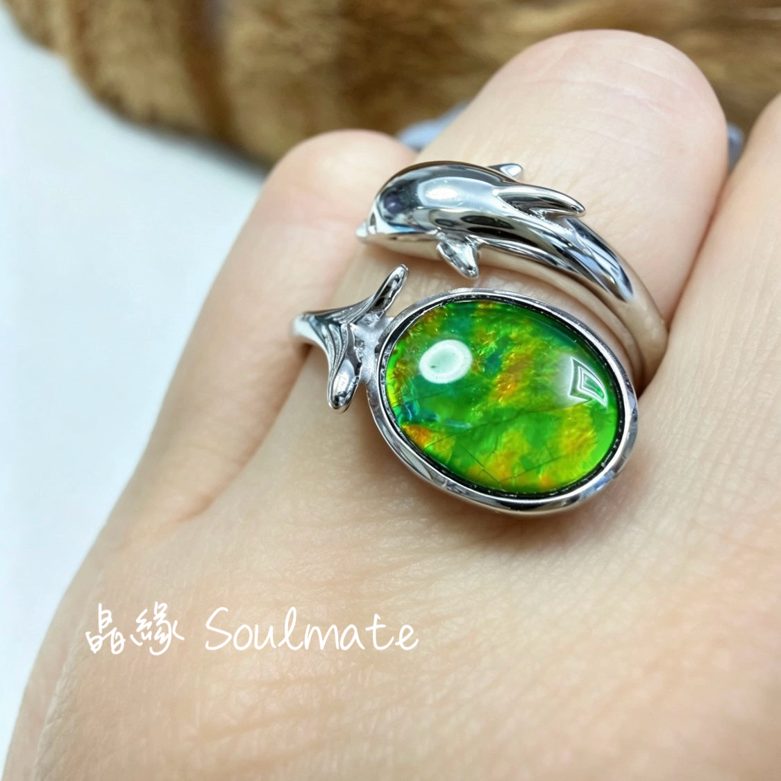 斑彩石戒指 8x10mm