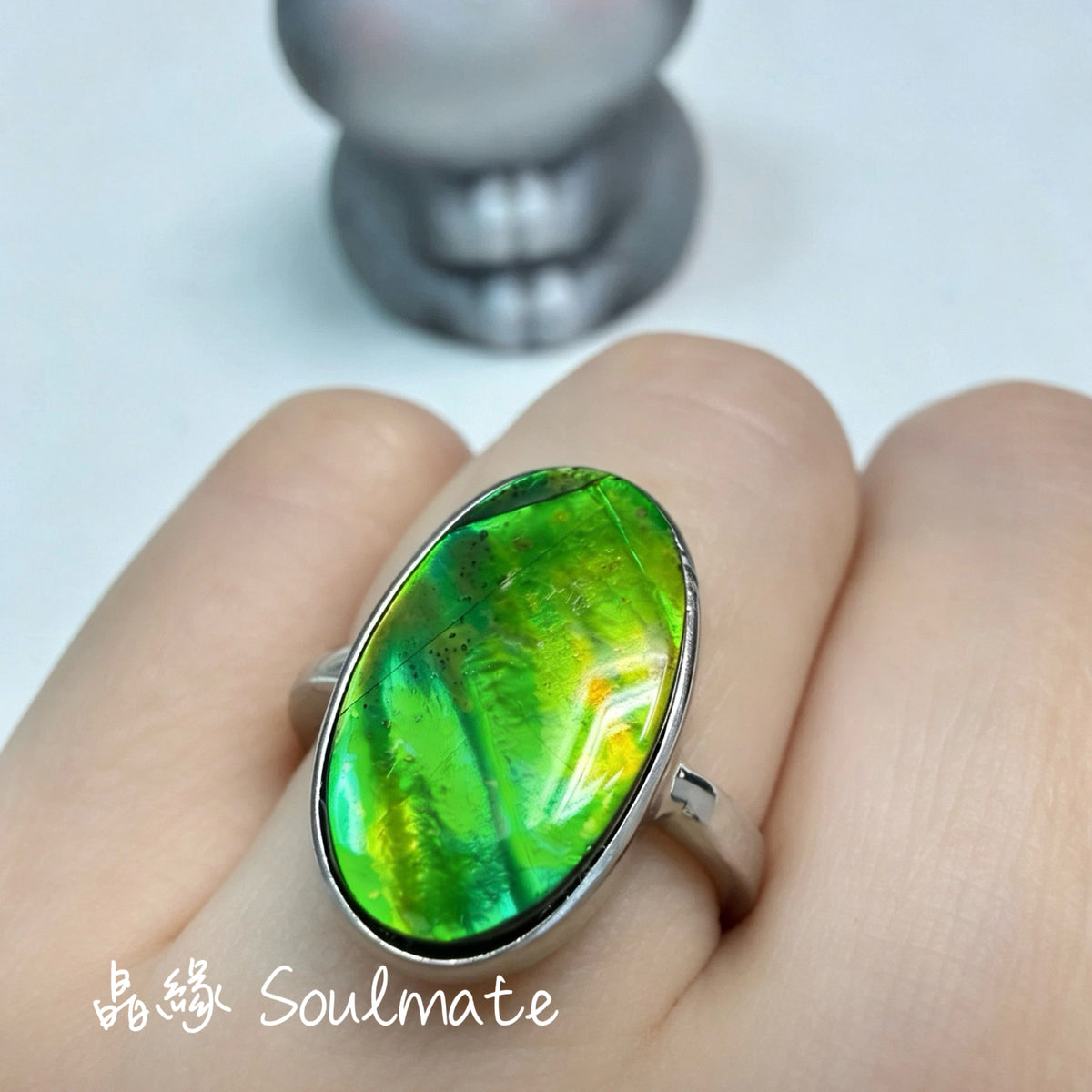斑彩石戒指 8x15mm