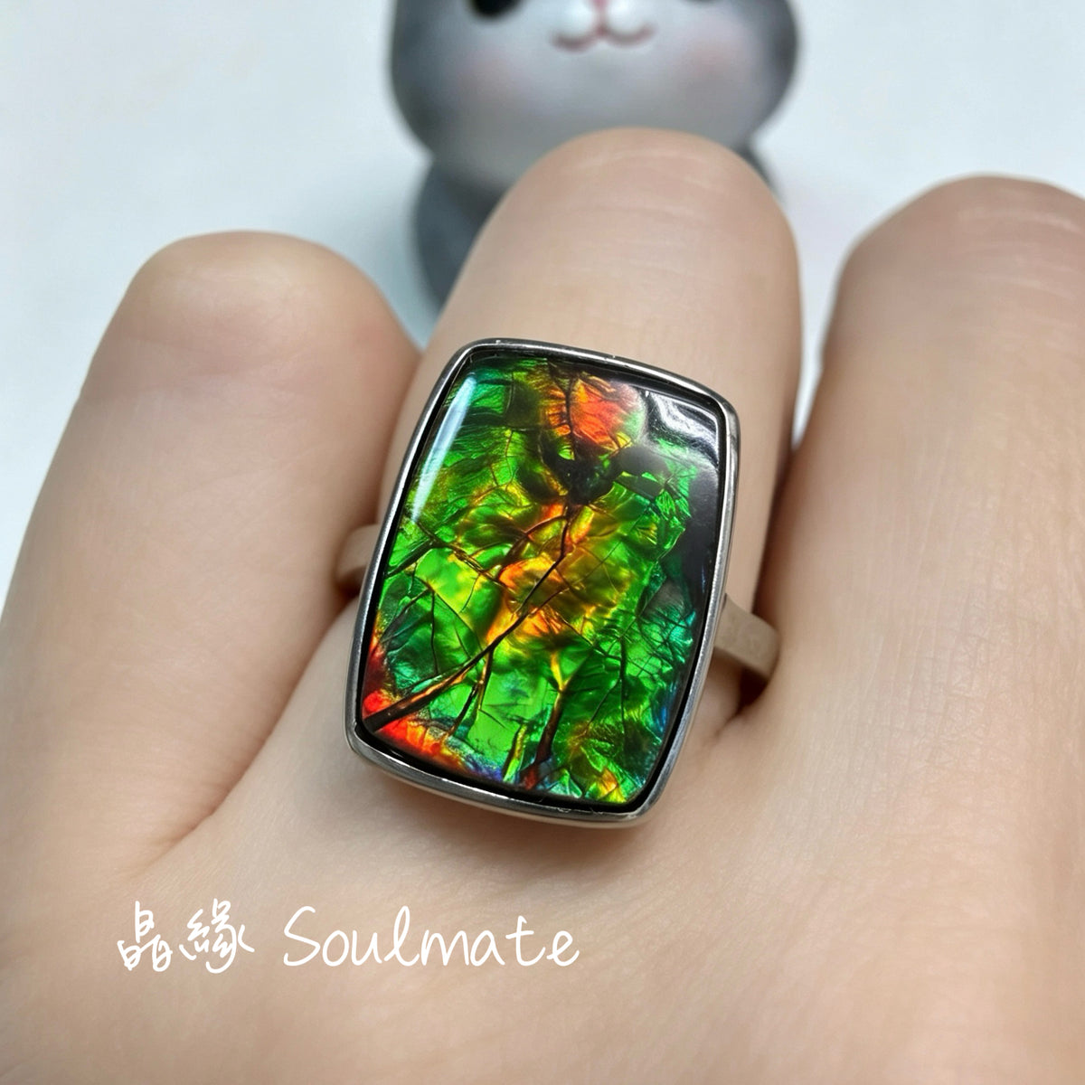 斑彩石戒指 10x14mm