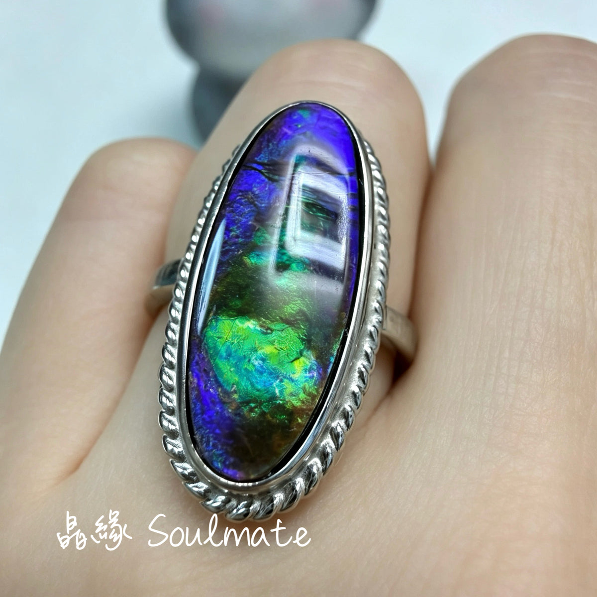 斑彩石戒指 8x21mm