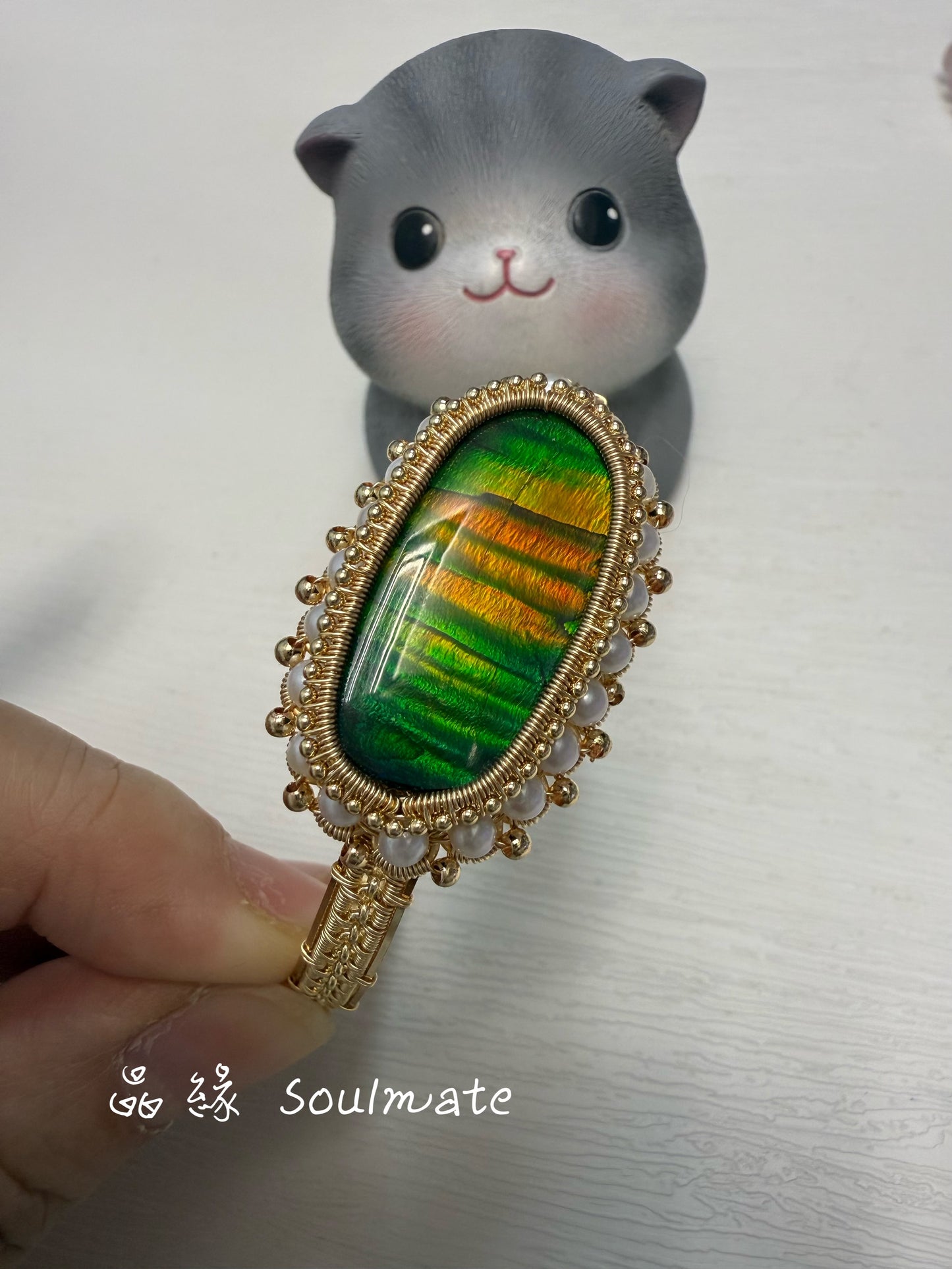 斑彩石手鐲 (石15x27mm)