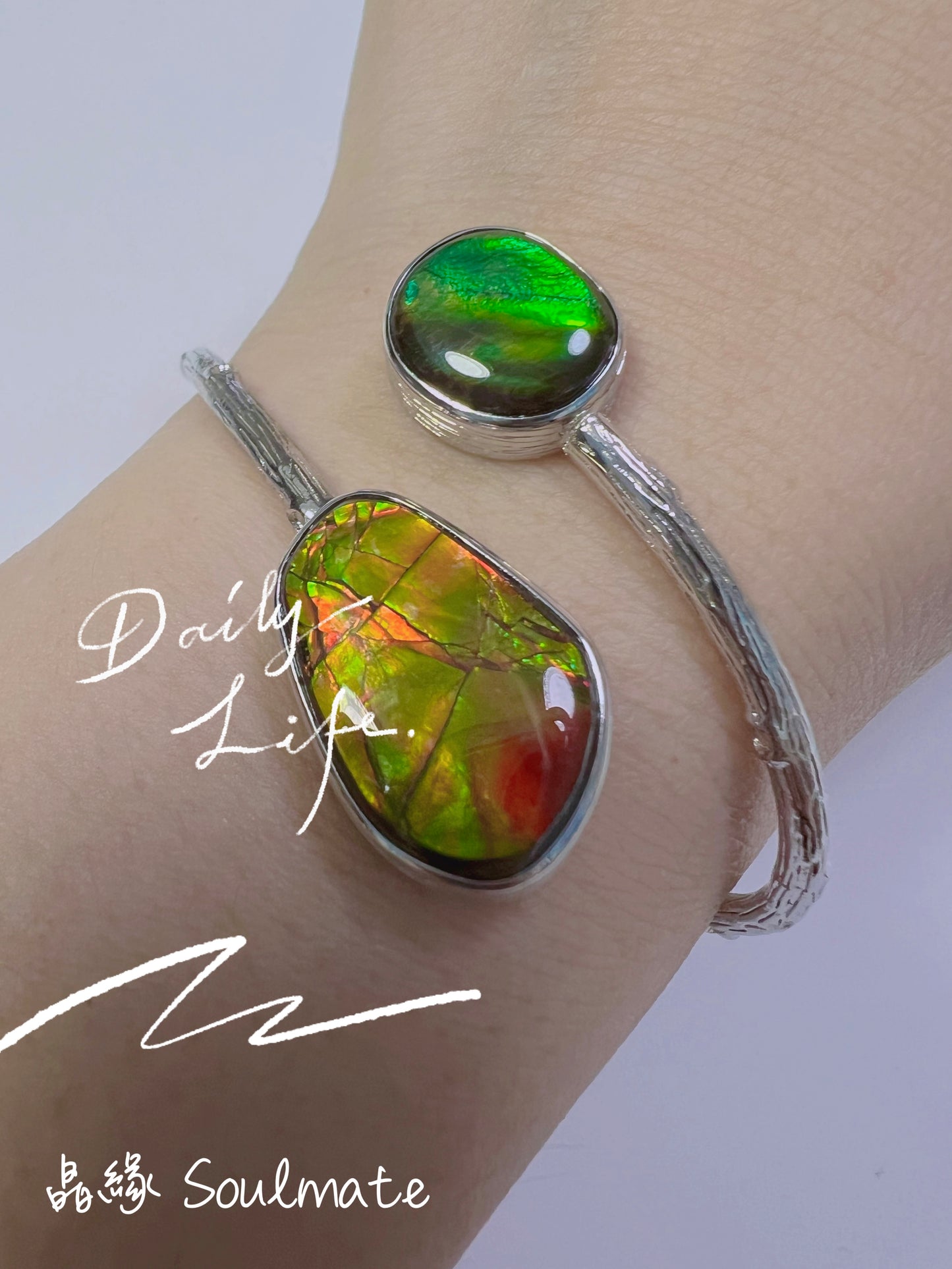 斑彩石手鐲 15x22mm, 13x14mm