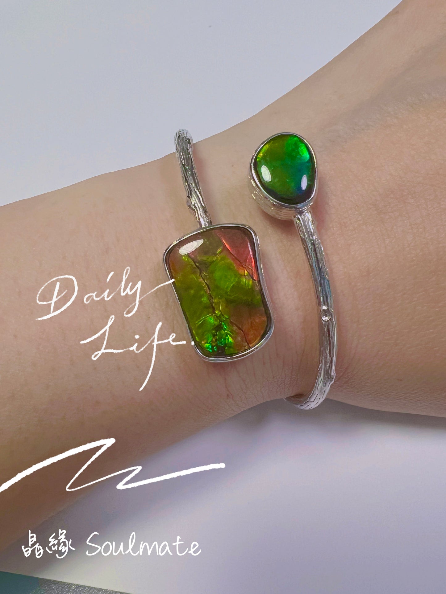 S925斑彩石手鐲 15x20mm