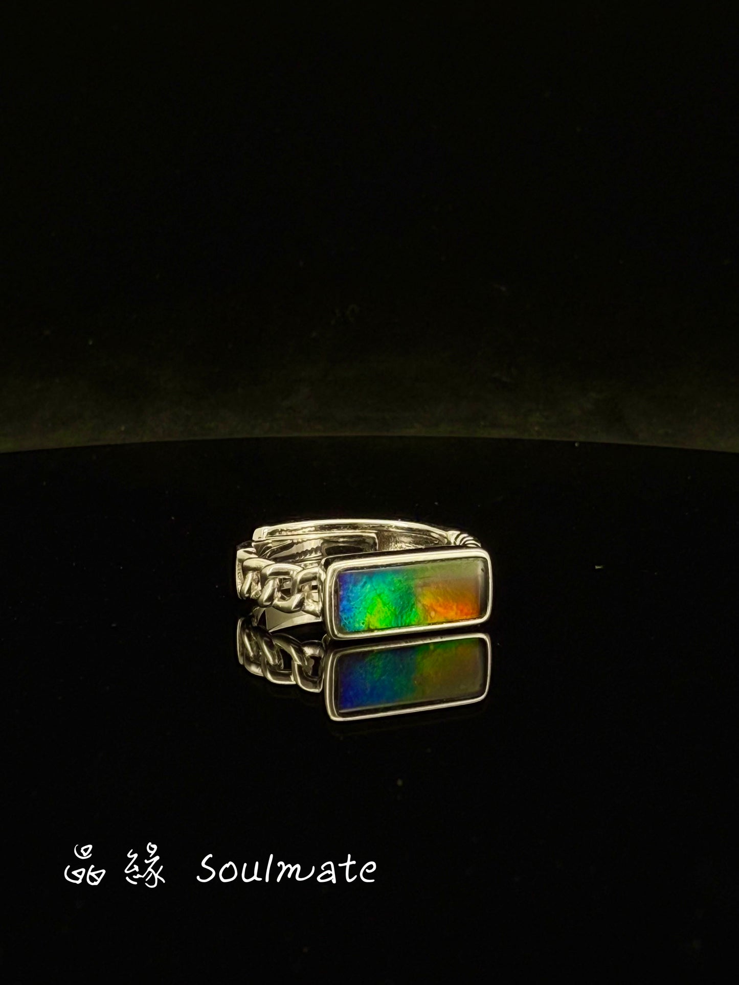 斑彩石戒指 6x13mm