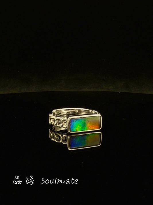 斑彩石戒指 6x13mm