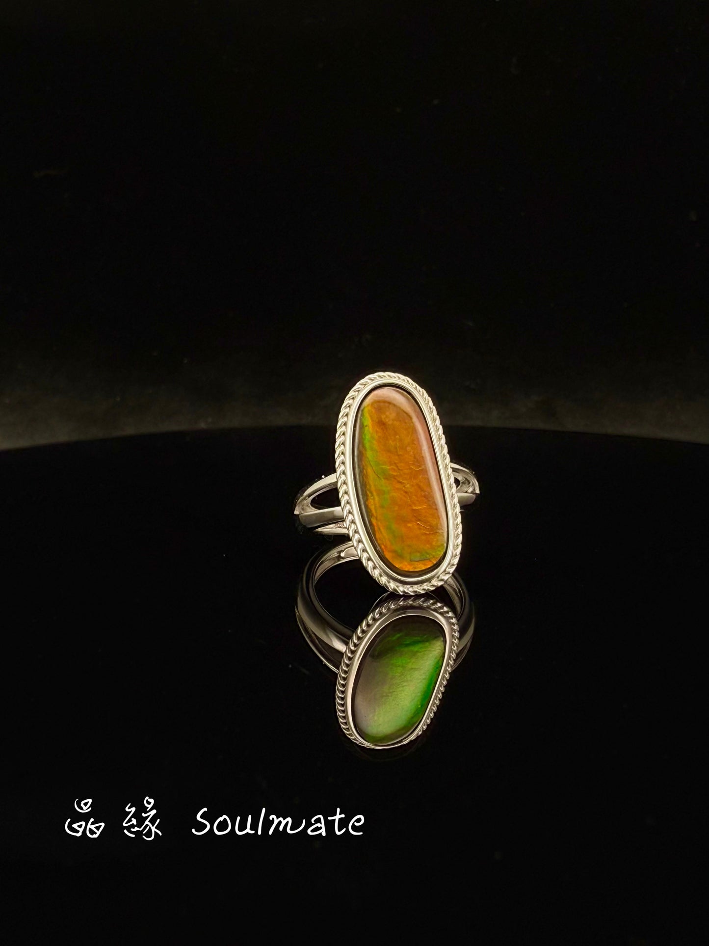 斑彩石戒指 12x22mm (石9x19mm)