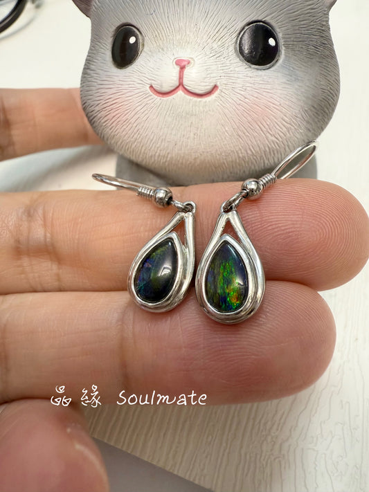 斑彩石耳環 （石5x7mm)