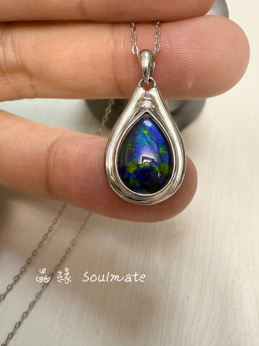 斑彩石吊墜 （石9x12mm)