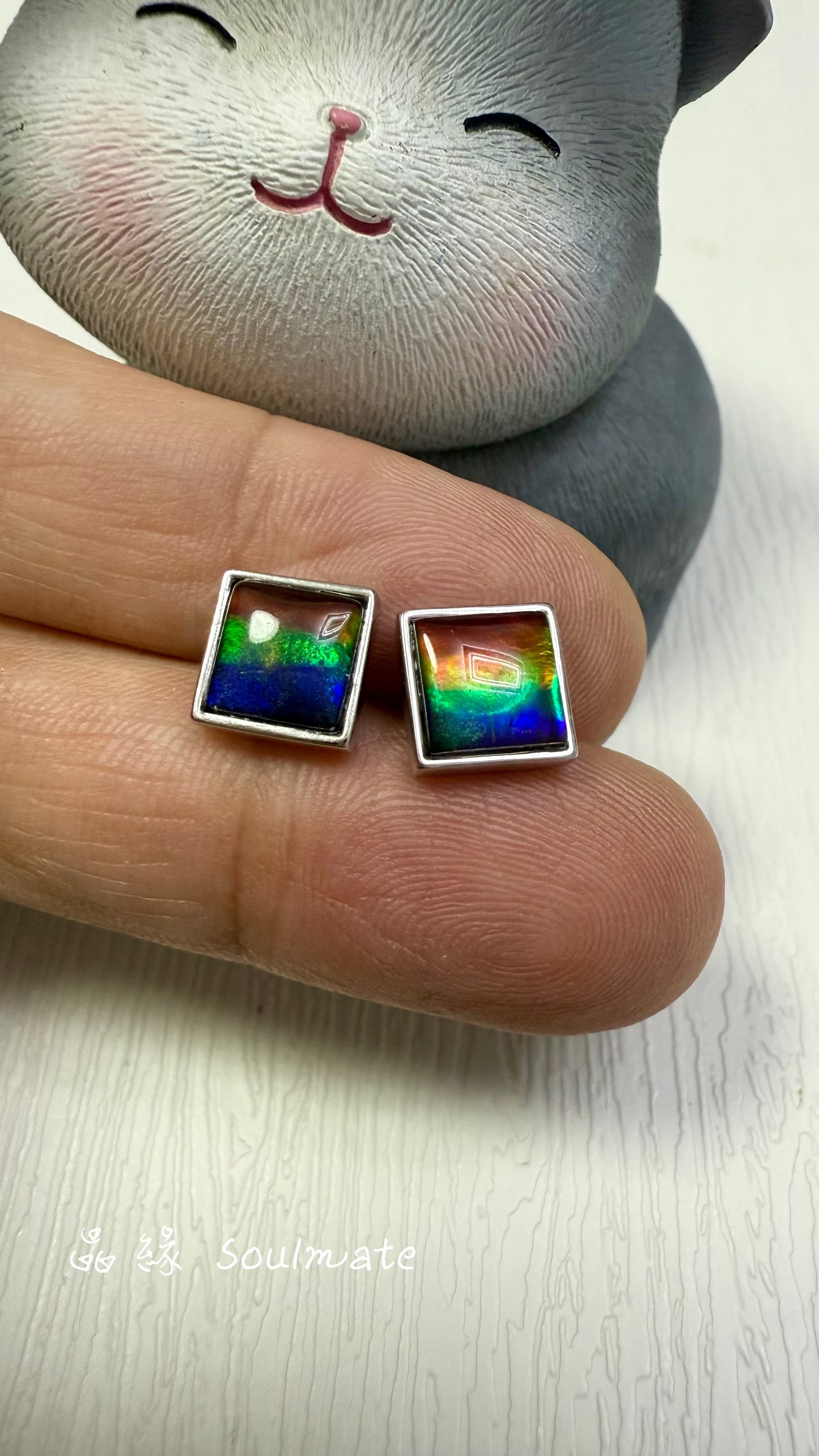 斑彩石耳環 8mm (石7mm)