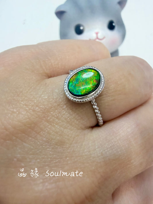 斑彩石戒指 （石7x9mm)