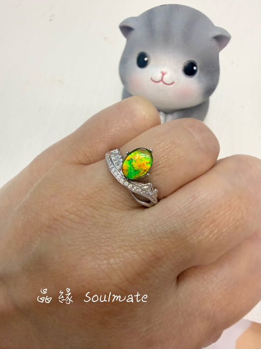 斑彩石戒指 （石6x8mm)