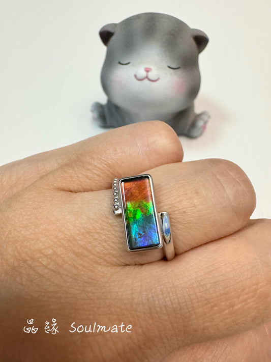 斑彩石戒指 6x13mm
