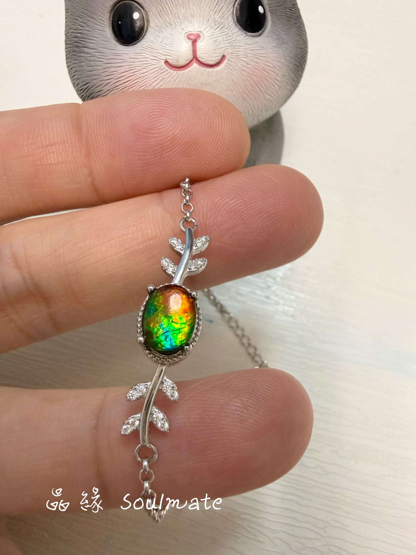 斑彩石手鏈 （石6x8mm)