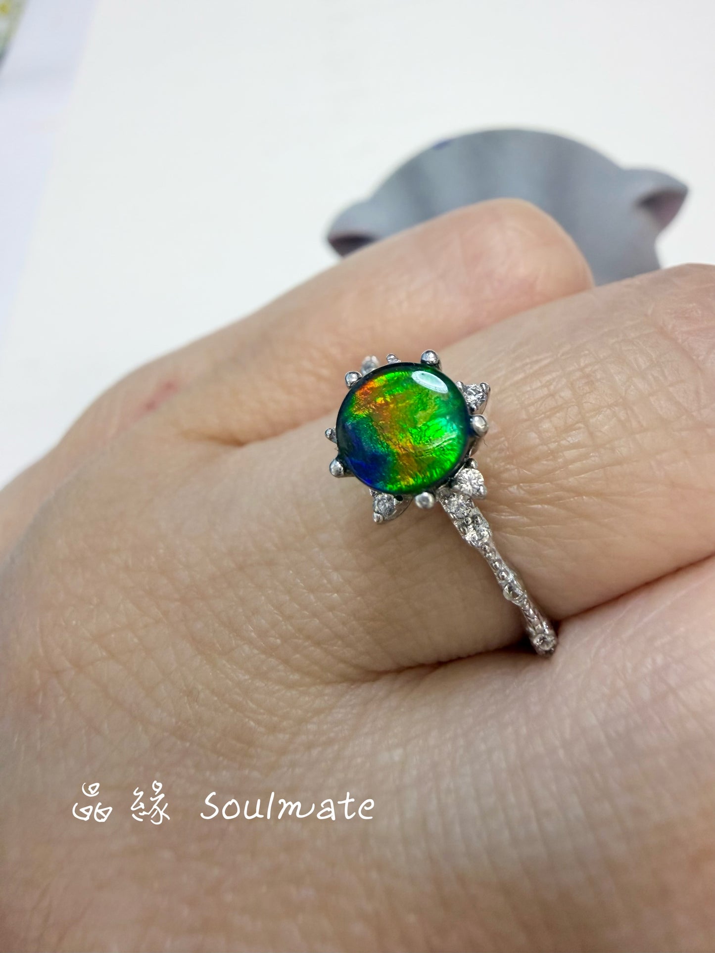 斑彩石戒指 （石6mm)