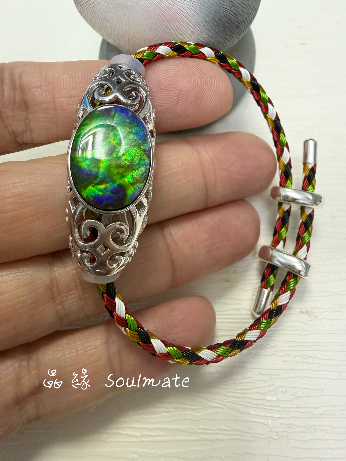 斑彩石手繩 （石12x16mm)
