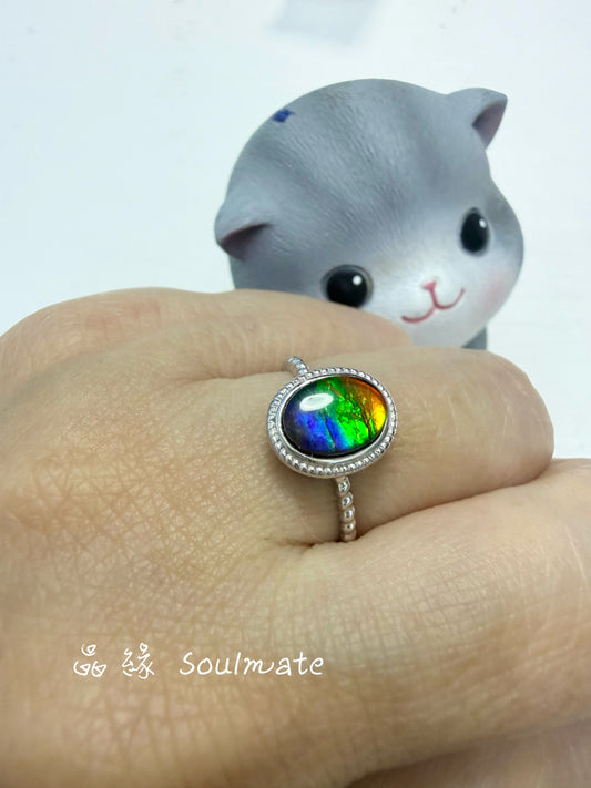 斑彩石戒指 （石7x9mm)