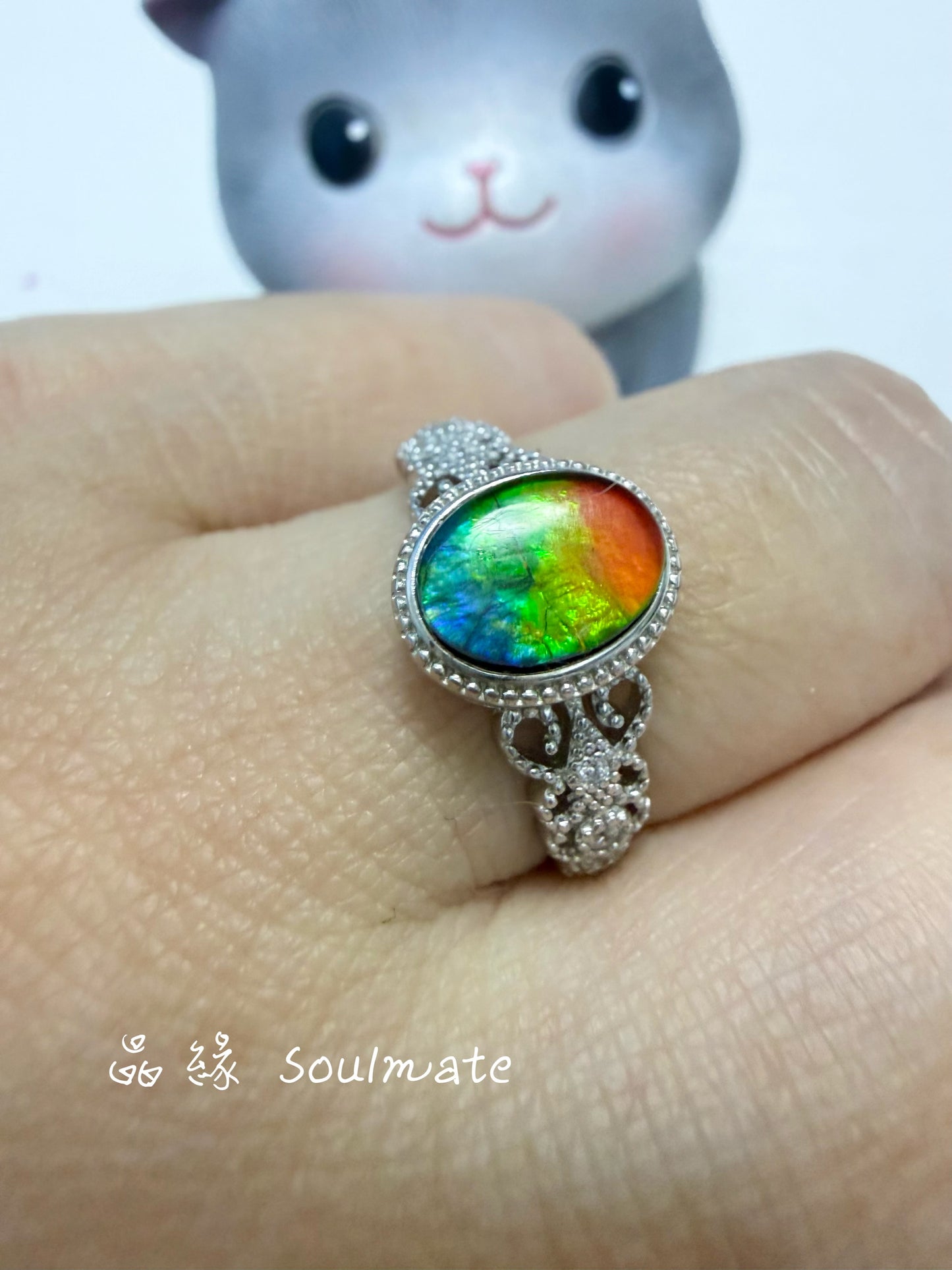 斑彩石戒指(石6x8mm)
