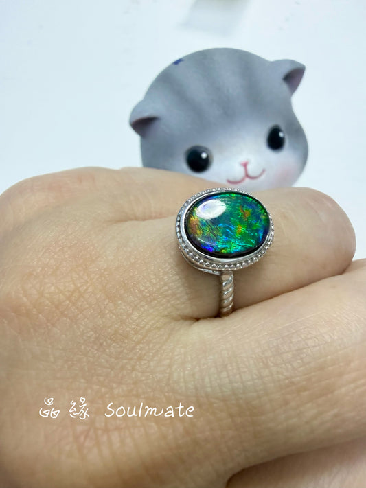斑彩石戒指（石8x10mm)