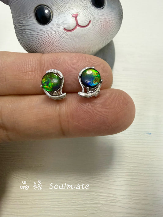 斑彩石耳釘 （石6mm)