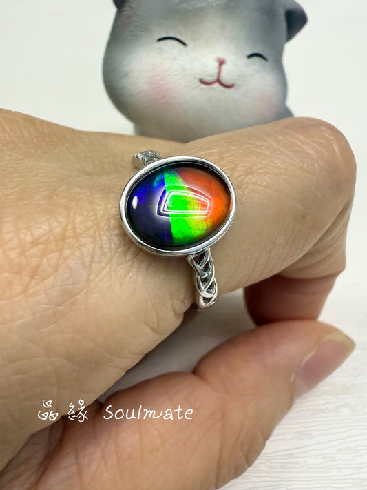 斑彩石戒指 9x11mm