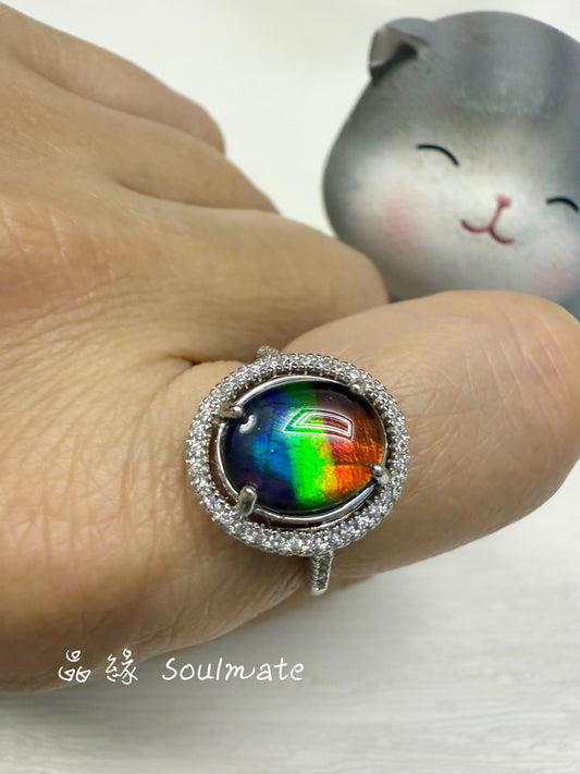 斑彩石戒指 8x10mm