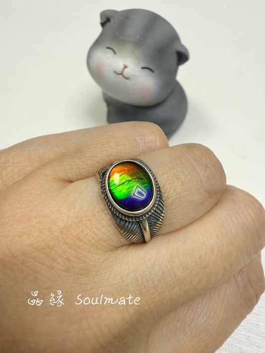 斑彩石戒指 8x10mm
