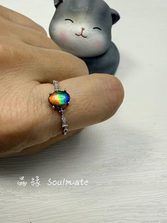 斑彩石戒指 4x6mm