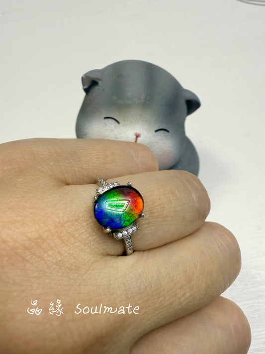 斑彩石戒指 8x10mm
