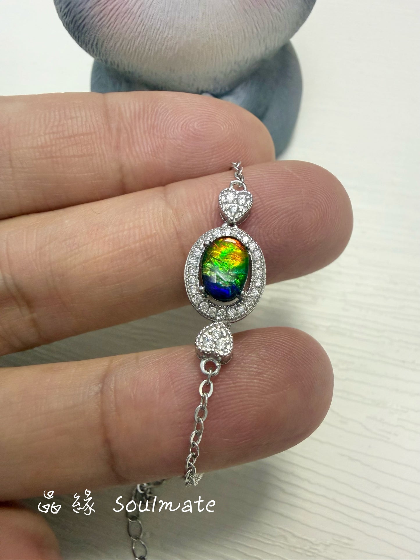 斑彩石手鏈 （石6x8mm)
