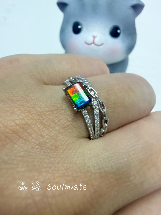 斑彩石戒指 （石4x6mm)
