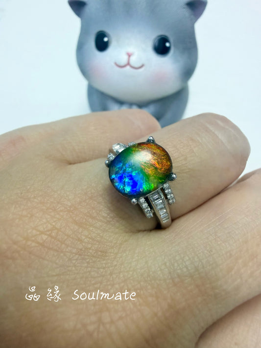 斑彩石戒指 （石8x10mm)
