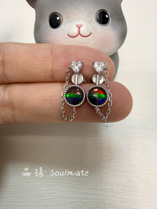 斑彩石耳釘 （石6mm)