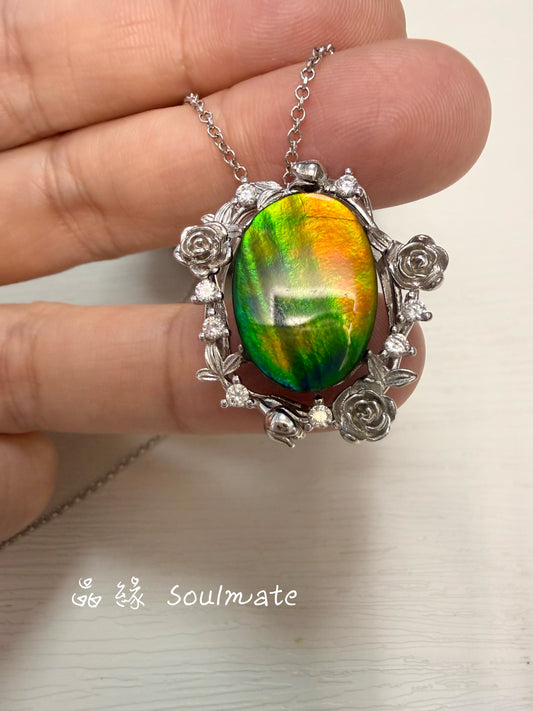 斑彩石吊墜 （石13x18mm)