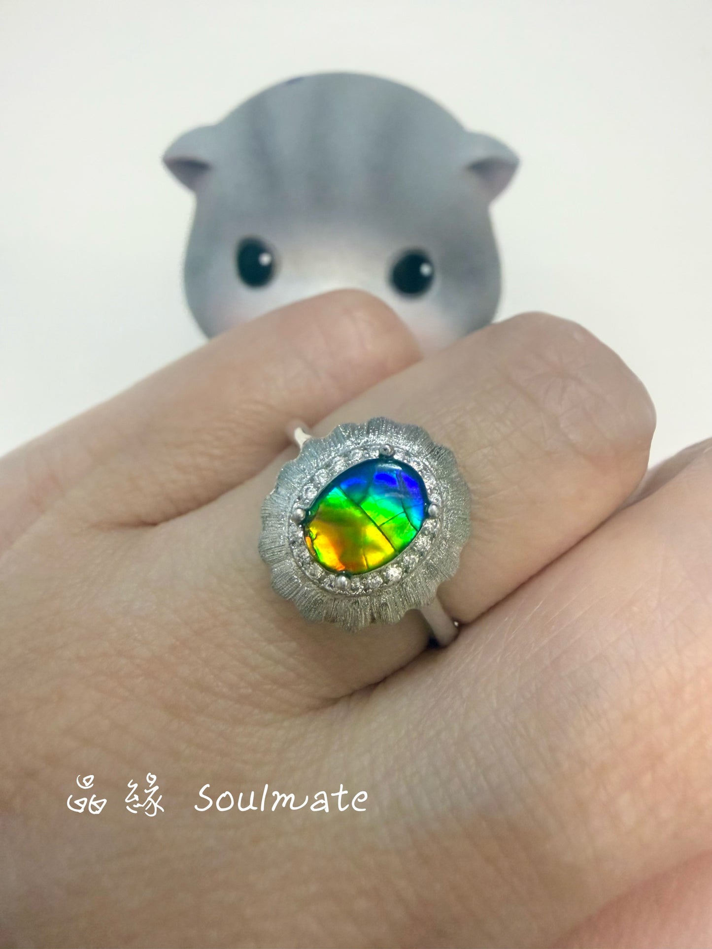 斑彩石戒指（石5x7mm)