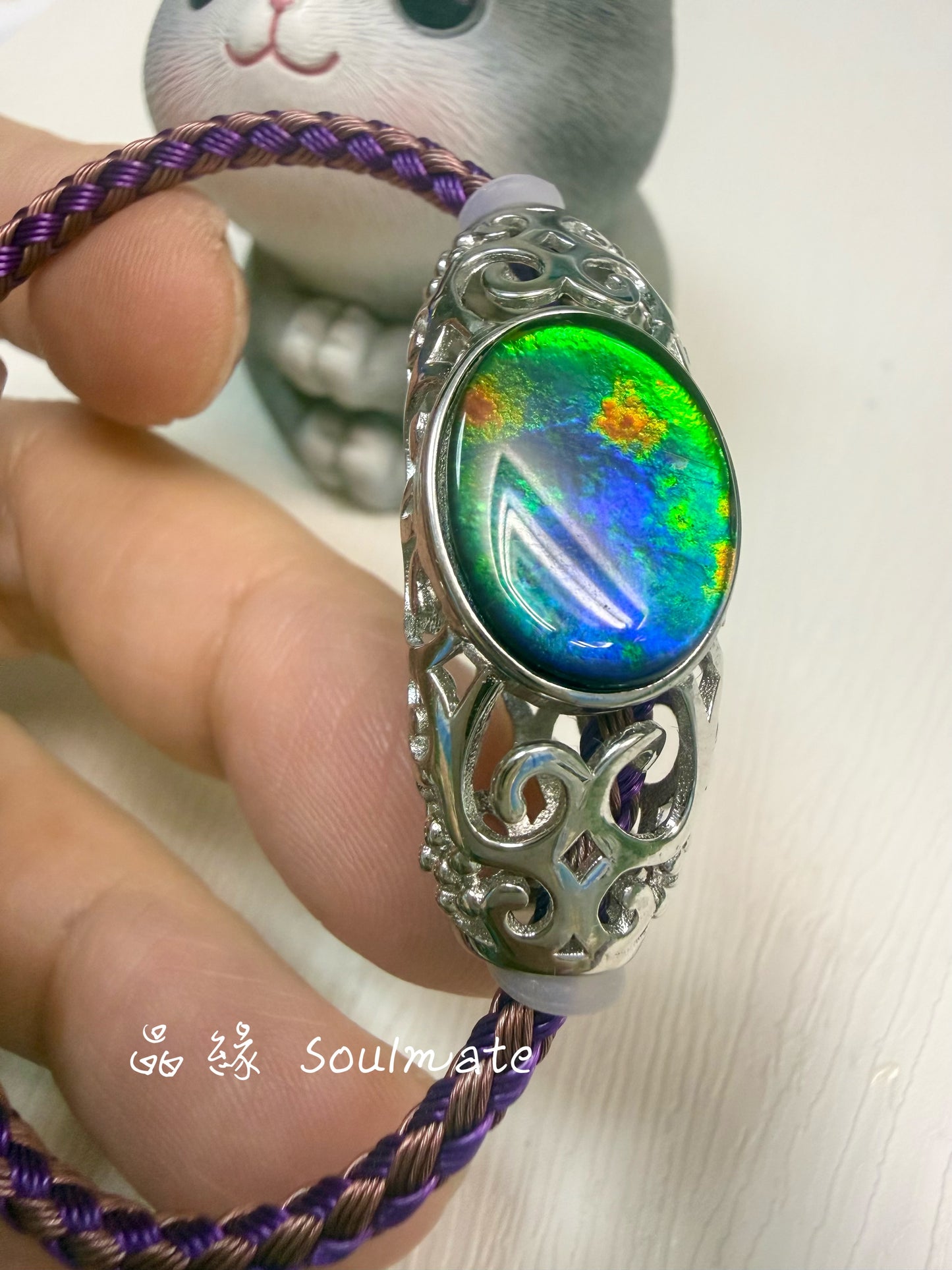 斑彩石手繩 （石12x16mm)