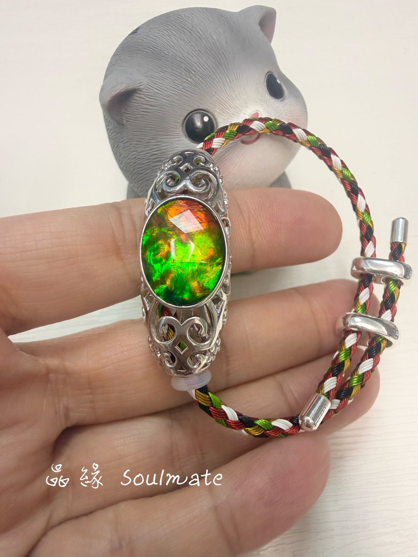 斑彩石手繩 （石12x16mm)