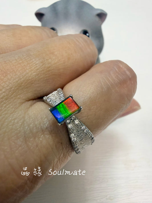 斑彩石戒指 （石4x6mm)