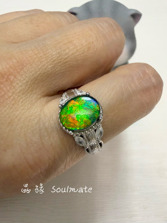 斑彩石戒指（石8x10mm)