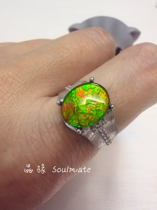 斑彩石戒指（石9x11mm)