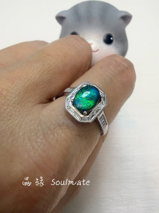 斑彩石戒指（石6x8mm)