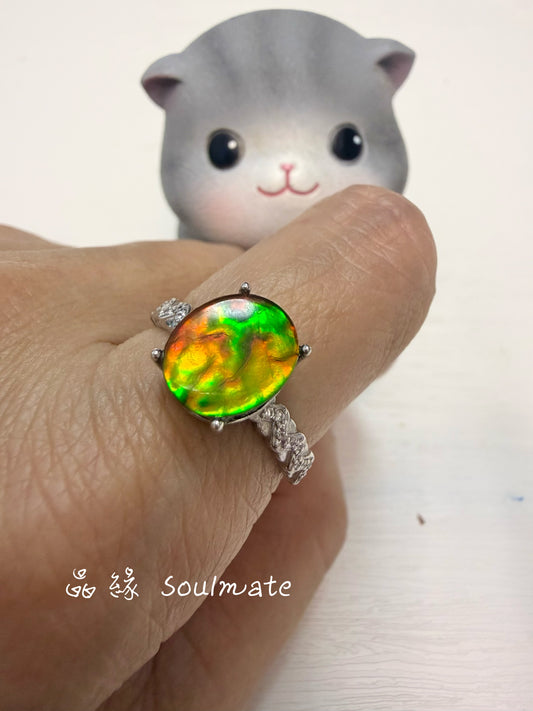 斑彩石戒指（石9x11mm)