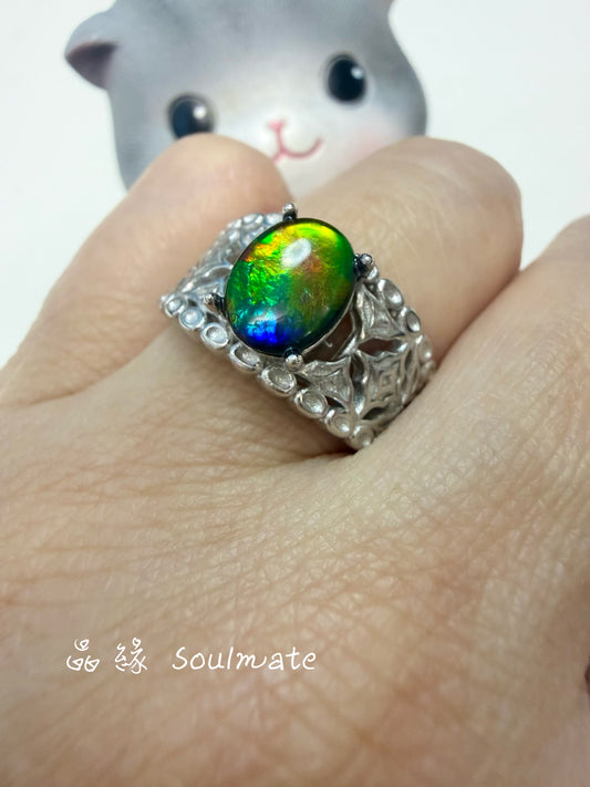 斑彩石戒指 （石7x9mm)